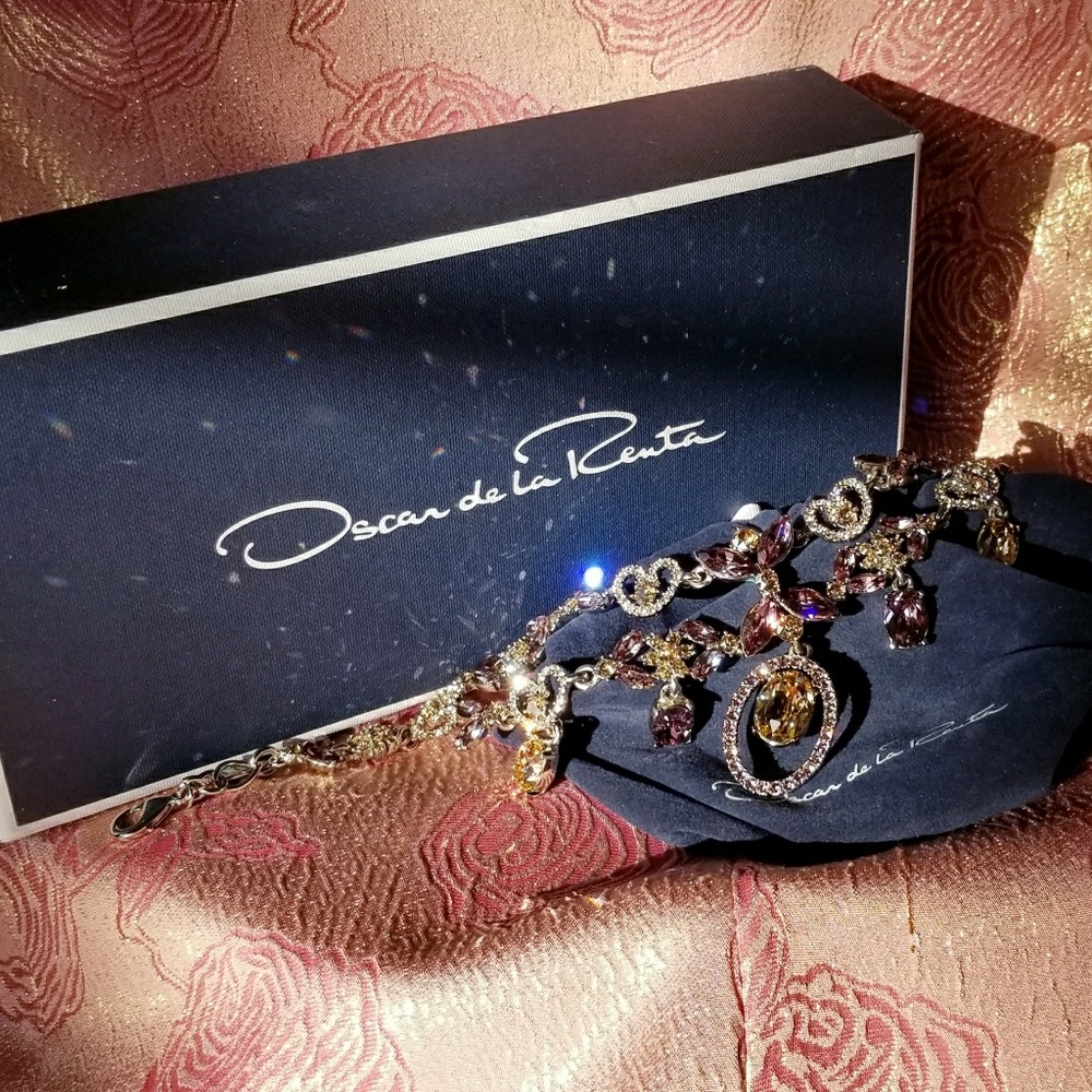 OSCAR De La RENTA Crystal Necklace Choker Jewelry